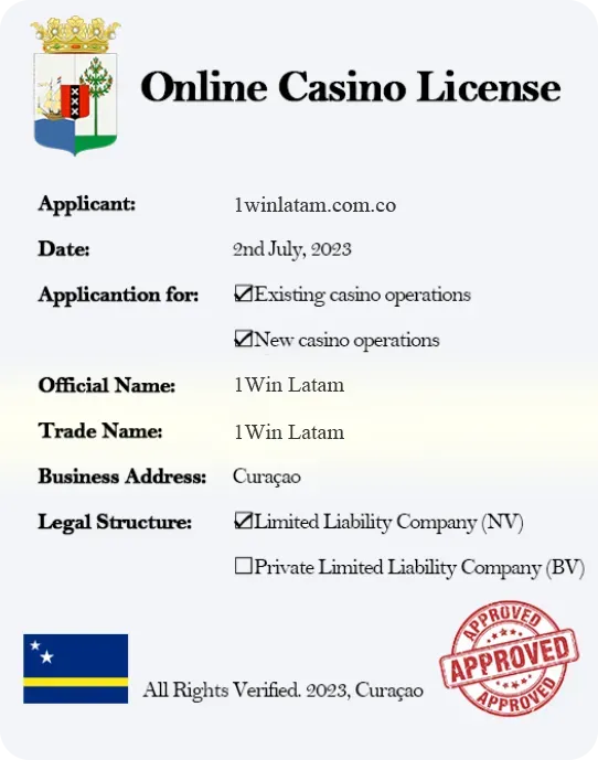 Licencia internacional 1win de Curazao