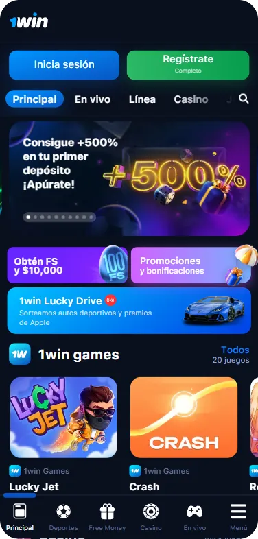 página de inicio del sitio 1win lat