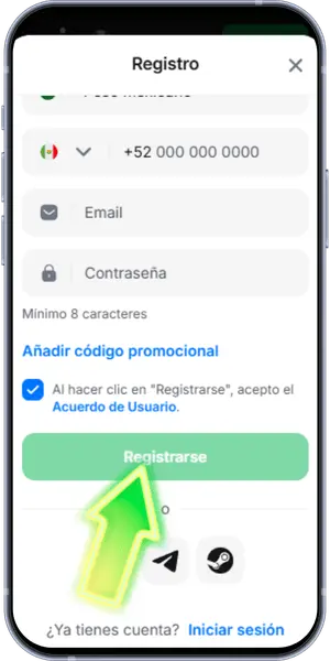 Instrucciones y confirmación rápida del registro en el sitio web de 1vin