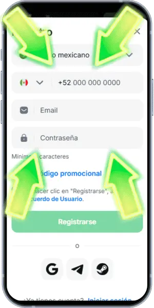 Datos personales para ingresar al sitio one win