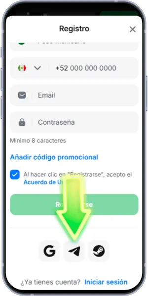 Iniciar sesión en 1win a través de las redes sociales